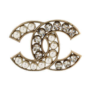 Chanel Cc Brooch Metal With Crystals #239944C86B